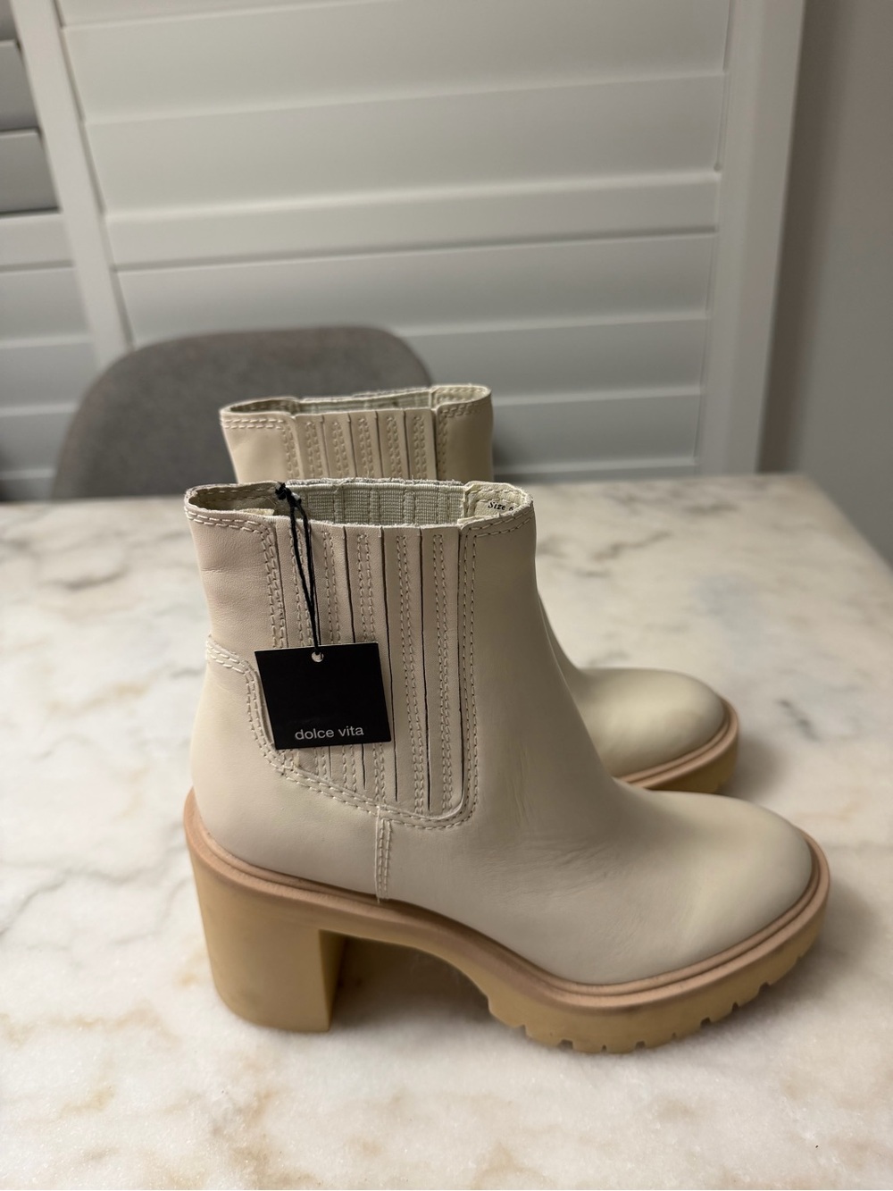 Dolce Vita Cream Platform Chelsea Block-Heel Boots